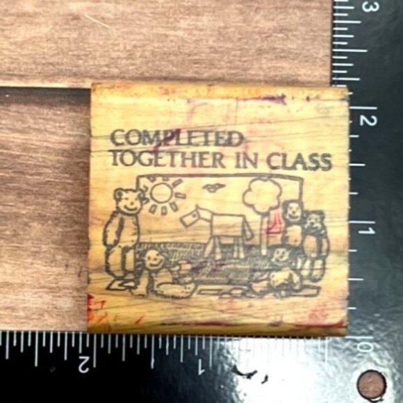 Vintage HTF RARE Completed Together In Class Wood Rubber Stamp Fearless Design - Picture 1 of 9